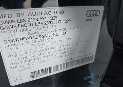 2020 Audi Q3 Premium 45 Tfsi S Line Quattro Tiptronic z USA, uszkodzony, nr VIN WA1DECF39L1067338